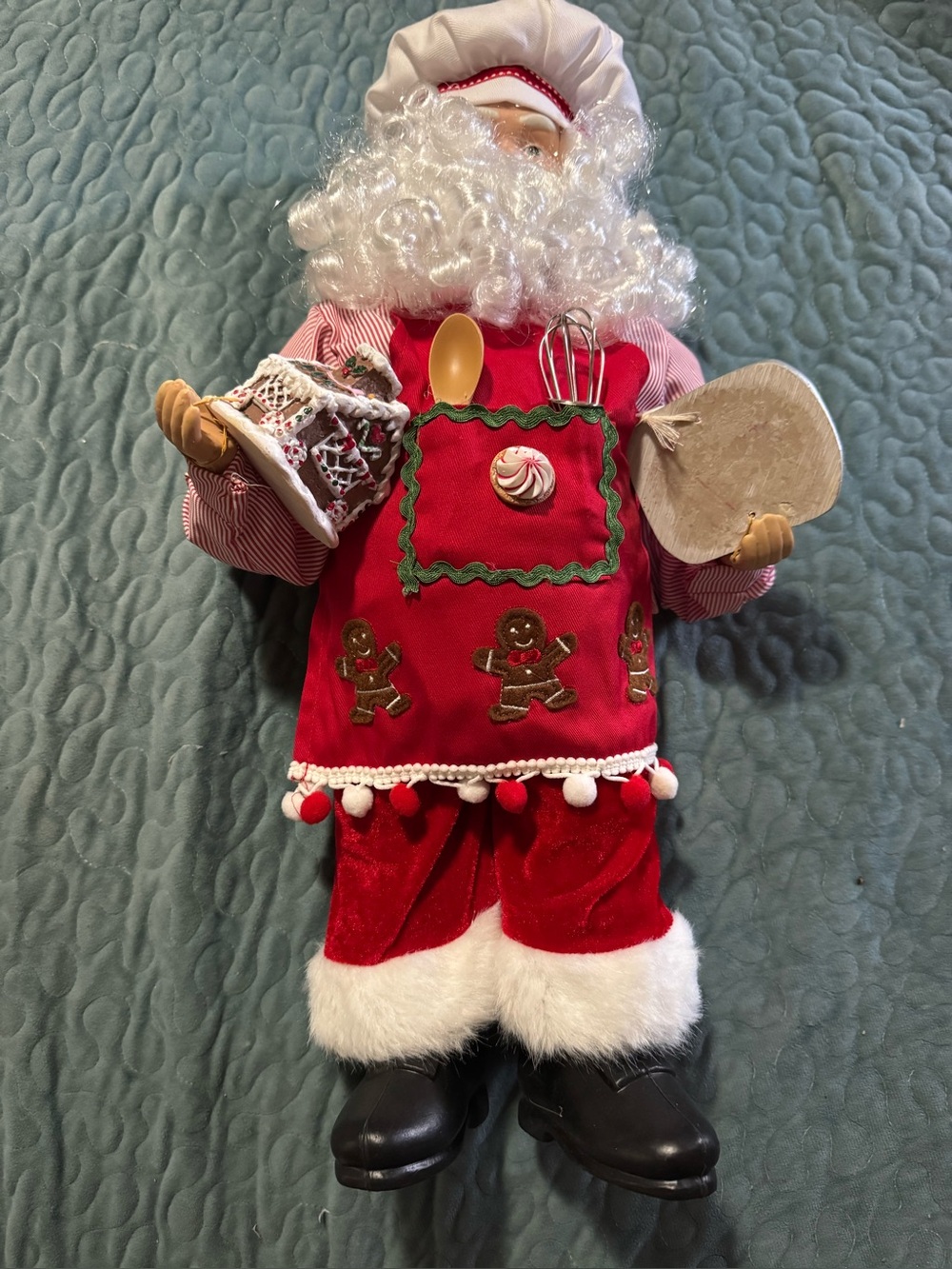 Unbranded Red Santa Chef Holiday Figure with Gingerbread Apron